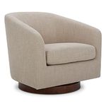 CHITA Swivel Accent Chair, FSC Certified Upholstered Fabric Barrel Chair for Living Room, Fully Assembled, Flax Beige
