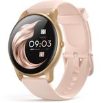 Smart Watch for Women Men, AGPTEK 5ATM Waterproof Fitness Tracker Watch, 1.3'' Full Touch Sports Smartwatch with Heart Rate Monitor Message Notification DIY Watch Face for Android iOS Phones (Gold)