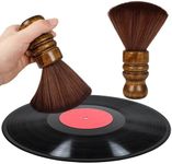 Vinyl Record Cleaner Brush, Anti Static Dust Remover with Fine Fiber Bristles, Wood Record Brush Accessories for Vinyl Albums LP CD Cartridge (Dark Brown)