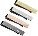 HAWSON Initial Tie Clip 1.5 inch Skinny Tie Bar for Mens 4Pcs Tie Clips Personalized Suitable for Wedding Anniversary Business and Daily Life Come with a Black Gift Box