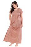 Soulemo Women Cotton Floor Length Nighty 1633JM (M - Bust 42, Light Peach 90)