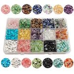 GangGangHao 1888 Pcs Natural Chip Stone Beads About 500g Irregular Gemstones Healing Crystal Loose Rocks Bead Hole Drilled DIY for Bracelet Jewelry Making Crafting (5-8mm, 15 Color Mix-S1)