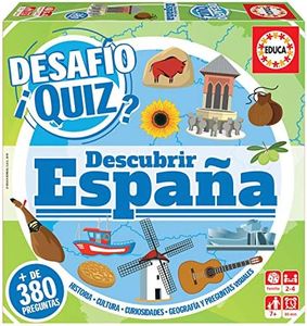 Educa Borrás Desafío Quiz Descover Spain, Family Board Game with 380 Questions of History, Traditions, Mountains etc., from 6 Years, (18217), Assorted Colours / Models