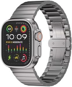 Bracelet en titane de grade 2 compatible avec Apple Watch Ultra 49 mm avec revêtement DLC résistant aux rayures (carbone semblable au diamant)