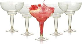 MATANA 48 Elegant Plastic Margarita Cocktail Glasses with Gold Glitter (360ml / 12oz) - Sturdy & Reusable - Daiquiri Martini Glasses for Weddings Birthdays, Christmas & Outdoor Parties