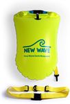 New Wave Swim Buoy - Swim Safety Float and Drybag for Open Water Swimmers, Triathletes, Kayakers and Snorkelers, Highly Visible Buoy Float for Safe Swim Training (Green PVC Large 20 Liter)