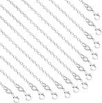 50 Pack Silver Plated Necklace Chains Bulk, Cable Chain Pack for Jewellery Making 20 Inches