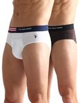 U.S. POLO ASSN. Men's Cotton Blend Classic Solid Briefs (Pack of 2) (OEB06-P2_White-Mulch