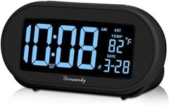 DreamSky Alarm Clocks for Bedrooms, Auto Set Digital Desk Clock for Bedside Nightstand, Electric Clock with Dimmable Brightness Dimmer, Auto DST, USB Port, Date, Temperature, Snooze