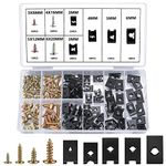 180 Pcs Auto Screw and Nut Clip Kit, Include 90 Car Body Fender Screws & 90 U Type Fastener Clips, Bumper Guard Plate Fixing Clips Bolts and Self Tapping Screws for Car Wheel Undertray Fender