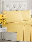 Queen Size 4 Piece Sheet Set - Comfy Breathable & Cooling Sheets - Hotel Luxury Bed Sheets for Women & Men - Deep Pockets, Easy-Fit, Extra Soft & Wrinkle Free Sheets - Yellow Oeko-Tex Bed Sheet Set