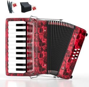 PYY 22-Key Piano Accordion - 22 key 8 Bass Accordeon Musical Instrument, Easy Learning, Premium Maple Wood, Backpack for Beginners Students Adults & Acordeones para Adultos w/Straps