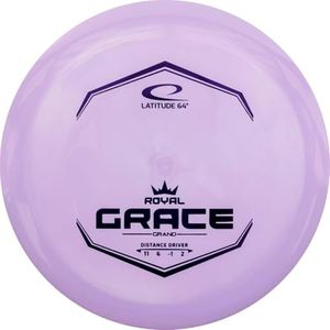 Latitude 64 Royal Grand Grace Disc Golf Distance Driver | Neutral Stable Disc Golf Driver w/Glide | Durable, Premium Royal Grand Plastic | Smooth Control for Longe Range Drives | 170-175g (Purple)