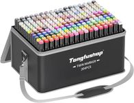 Tongfushop 204 Colored Marker Set, Colouring Pens, Art Pens, Felt Tip Pens, Double Tip Paint Pens for Drawing, Sketching, Anime and Manga with Carrying Case and Storage Base