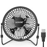 ADORIC USB Desk Fan, 4 inch Quiet Mini Desktop Cooling Fan With Adjustable Head For Home, Office And Travel-Black