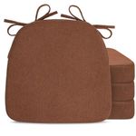 Sunsleek Chair Cushions for Dining Chairs, D-Shaped Seat Cushions with Removable Washable Cover and Ties, Chair Pads for Kitchen, Indoor Dining Room, Patio Chairs, 17'' x 16'', Set of 4, Brown