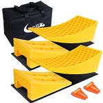 Magic4U Camper Leveler 2 Pack - RV Caravan Leveling Ramp Blocks, Includes 2 Mini Level T Shape,Two Curved Levelers, Two Chocks, and Two Rubber Grip Mats, Heavy Duty