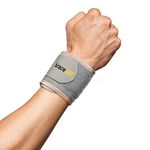 BraceUP Wrist Compression Strap, Wrist Wrap - Wrist Band, Brace for Tendonitis, Tennis, Gym, Workout, One Size Adjustable (Silver)