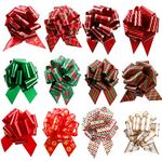 12pcs Christmas Pull Bows for Presents Pull Bows with Ribbon 5” Wrapping Butterfly Xmas Flower Gift Wrapping Pull Bow Car Decoration for Presents Gift Basket Bag Wedding Gift Baskets Decoration