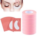 Lanjue 6 Rolls Eyelash Tape with 20 Pairs Eye Pads, Pink Adhesive Lash Extension Tape Breathable Fabric Tape Medical Tape for False Eyelash Extension Patch