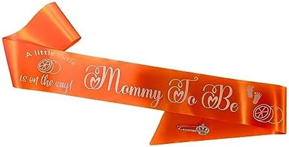 Lil Little Cutie Baby Shower Gender Reveal Decorations Sash Pins Orange Party Sprinkle, cardstock satin, no gemstone