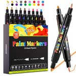 Zobbx Paint Pens Paint Markers, 18 Colors Oil Based Paint Markers Dual Tip, Permanent, Waterproof, Quick Dry, Works on Rock, Metal,Wood, Fabric, Plastic, Canvas, Glass