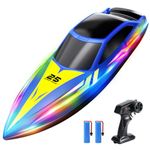 RC Boat for Kids & Adults, 2.4GHz 9.3 Mph Remote Control Boat with Led Light, 2 Battery(30 Mins Play), Summer Toys Boats for Water Pool & Lake