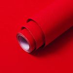 15.7" X 196.8" Red Peel and Stick Wallpaper Embossed Silk Removable Self Adhesive Red Textured Wallpaper