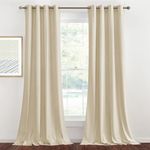 StangH Beige Velvet Curtains 96 inches Long 2 Panels - Soft Light Dimming Privacy Window Drapes for Classic Living Room Thermal Insulated Treatment for Dining Room/Study, W62 x L96