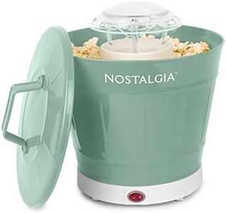 Nostalgia Hot Air Popcorn Maker and Bucket, 1040 Watts, Mess Free, Oil Free, Healthy, Convenient, and Easy to Clean, Removable Serving Bucket Feature for Easy Snacking, Sage