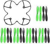 Afunta Propeller Blades Protection Guard Cover And Props 5X Sets For Hubsan X4 H107C H107D Quadcopter--Black / Green