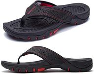 KIIU Flip Flops for Men Beach Sandals Outdoor Comfortable Slippers Black 3, 13