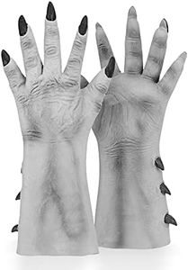 Halloween Party Scary Moster Skeleton Bone Claw Hand Reaper Gloves Costume Adult, Grey, One Size