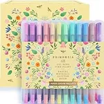 Primrosia 48 Gel Pens for Adult Coloring Book and Bullet Journal Pens no bleed through in Glitter Pastel Metallics Neon Shades, 7.5x More Ink Fine Point Markers Set
