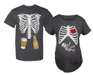 Tstars Maternity Halloween Costumes Skeleton Baby Boy Xray Couples Matching Shirts Dad Black Large/Mom Black Medium