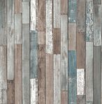 Fine Decor FD40888, Wood Planks Wallpaper Blue, 10m long x 0.52m wide