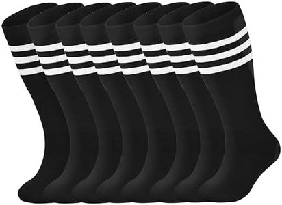 Sea Zaela 4 Pairs Kids Soccer Socks Soccer Baseball Socks Youth Athletic Socks Football Socks Toddler Knee High Socks Girls Boys Black*4 6-10 T