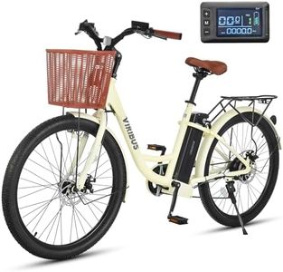 Viribus Electric Bike, Womens Electric Bike with Basket, 40+ Mile Range 26" Electric Bike for Women, City Commuter Cruiser Ebike 350W Motor with 36V 13Ah Battery, 7 Speed Ebikes for Women, White