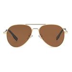 Kids Small Polarized Aviator Sunglasses for Girls and Boys Age 4-16 (Gold/Brown)