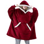 cotton yangda Hoodie Blanket, Oversized Hoodie Sweatshirt, Original Blanket Sweatshirt, Super Soft Cozy Warm Comfortable Giant Hoodie, Huge Sweatshirt for Women, Girls, Adults, Men, Boys Red