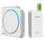 UN1QUE Wireless Door Bell for Home, Self-Powered Battery Free Cordless Calling Bell-1000ft Range with 38 Chimes,LED Light,4 Levels Volume (UB500 White)