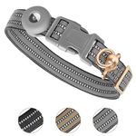 Ledeak Tactical Dog Collar for AirTag, Waterproof Nylon Dog Collars with Silicone Protective Case for Apple Airtag, Reflective Adjustable Durable Dog Collar for Medium Large Dogs (Grey, M)