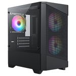 CiT Level 1 Airflow Micro-ATX PC Gaming Case M/ATX with Mesh Front Panel & Tempered Glass Side Panel with with 3 x RGB Rainbow Fans Included | Black