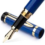 Wordsworth & Black Primori Fountain Pen Set, Medium Nib, Includes 24 Ink Cartridges and Ink Refill Converter, Gift Case, Journaling, Calligraphy, Smooth Writing [Blue Gold], Perfect for Men and Women