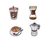 4pcs Coffee Maker Enamel Pins Coffee Machine Pour Over Coffee Beans Brooch Pin for Barista Friend Collar Pin Lapel Pin Decoration Pin Badge Jewelry Accessories Gift