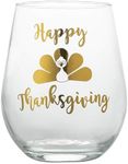 Happy Thanksgiving Wine Glass 22 oz, Fall Wine Glasses, Autumn Glassware, Perfect Thanksgiving Glasses Drinkware, Fall Tumbler, Unique Thanksgiving Gift for Hosts, Durable and Stylish