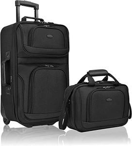 U.S. Traveler Rio Rugged Fabric Expandable Carry-on Luggage Set, Black, 2 Wheel, Rio Lightweight Carry-on Suitcase 20" Softside Expandable Design, Durable, Business and Travel