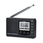 Songway Full Band AM/FM/SW DSP Radio Stereo Loudspeaker LCD Display Alarm Clock Sleep Timer Pocket Radio Digital Demodulation Best Reception with Telescopic Antenna (Black)