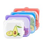 Inkbird Plus Food Grade Silicone Reusable Storage Bags,4-Pack Bpa Free Meal Prep Food Storage Containers Set,For Meat,Veggies,Fruit,Microwave,Dishwasher Safe,Leakproof,Press-to-Close