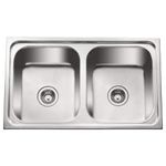 CROCODILE® 304 Grade Stainless Steel Double Bowl Kitchen Sink (32" x 20" x 8", Glossy)